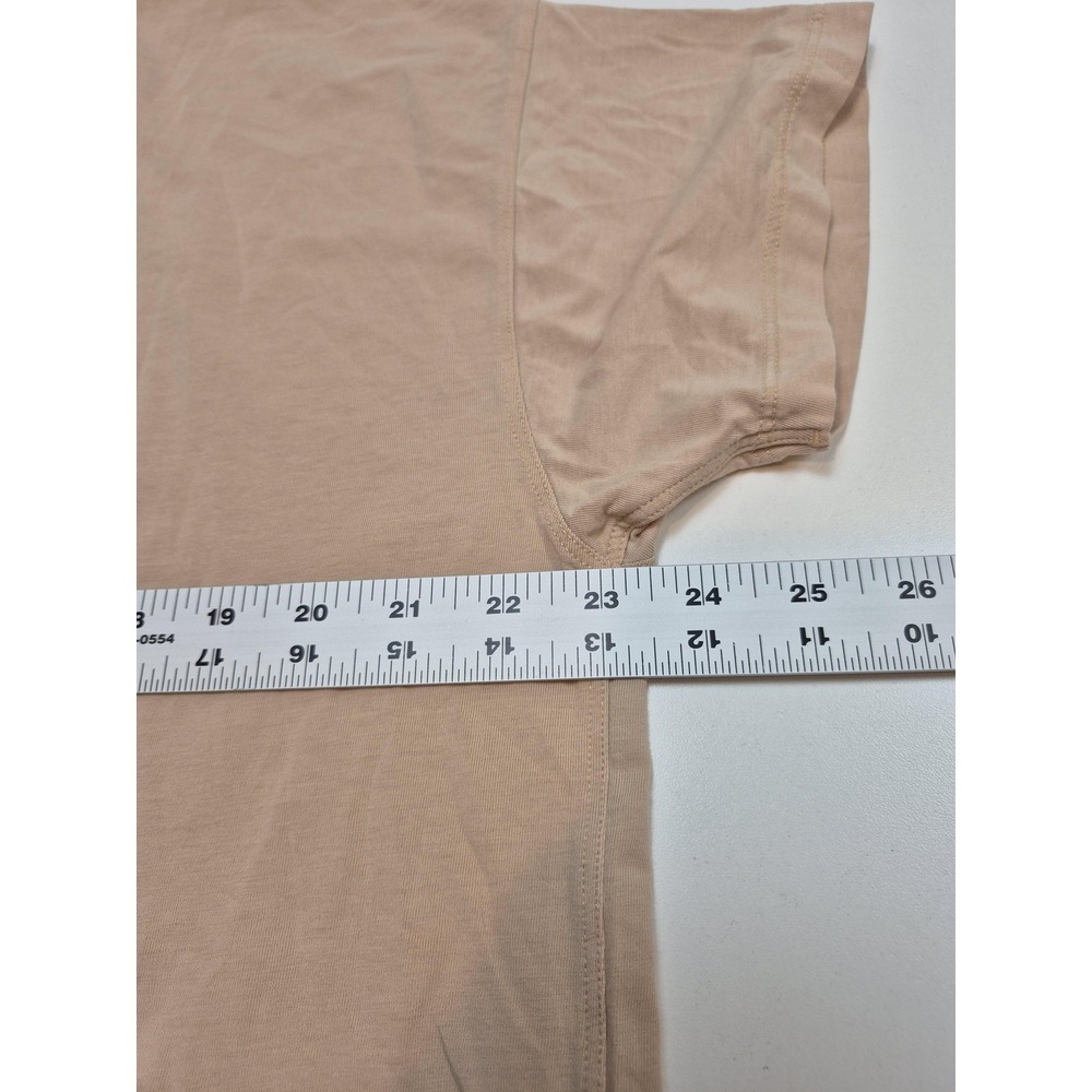 Lululemon Cates Shirt Womens 8 Beige Short Sleeve Relaxed Fit Cotton Stretch Top - Picture 6 of 9